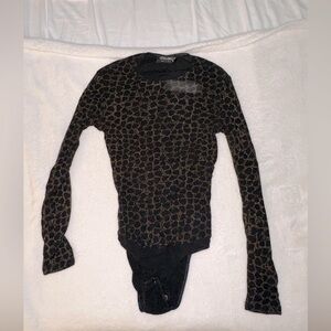 Cosabella Vtg Animal Print Long Sleeve Bodysuit